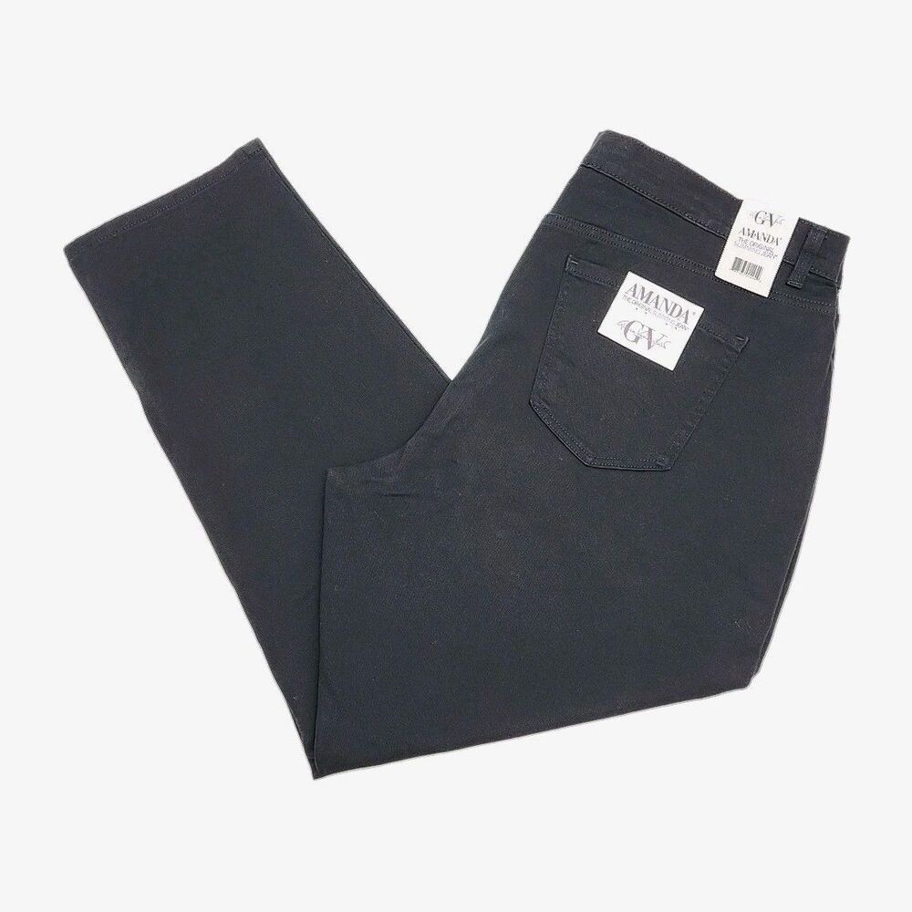 Gloria Vanderbilt Black Jeans Pants Amanda Plus Sz 22W Stretch 30" Inseam NEW